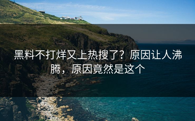 黑料不打烊又上热搜了？原因让人沸腾，原因竟然是这个  第1张