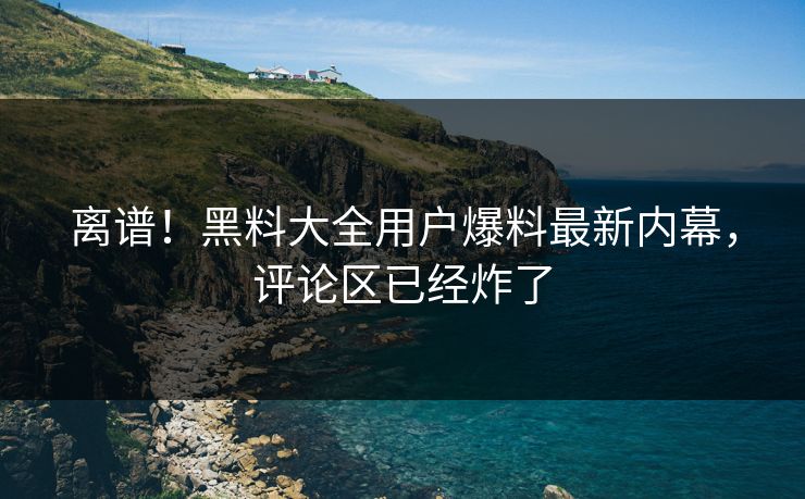 离谱！黑料大全用户爆料最新内幕，评论区已经炸了  第1张