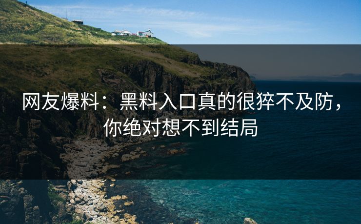 网友爆料：黑料入口真的很猝不及防，你绝对想不到结局  第1张