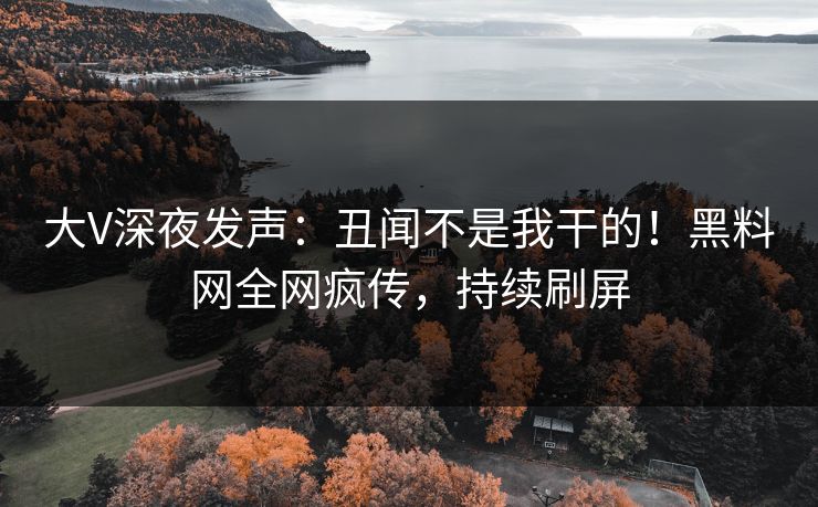 大V深夜发声：丑闻不是我干的！黑料网全网疯传，持续刷屏