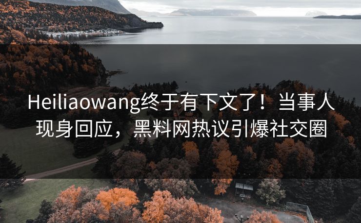 Heiliaowang终于有下文了！当事人现身回应，黑料网热议引爆社交圈  第1张