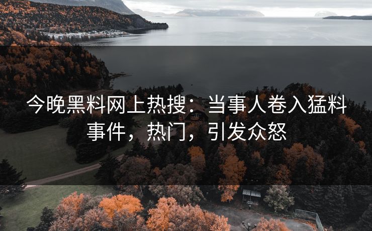 今晚黑料网上热搜：当事人卷入猛料事件，热门，引发众怒