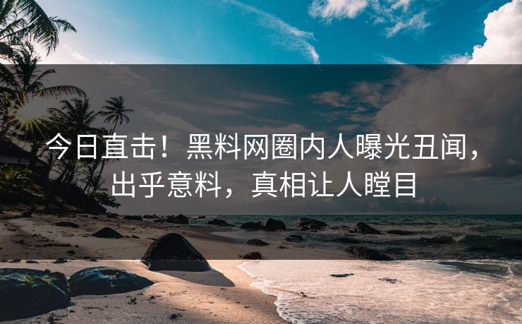 今日直击！黑料网圈内人曝光丑闻，出乎意料，真相让人瞠目  第1张
