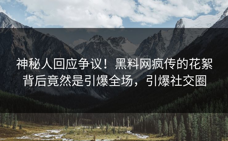 神秘人回应争议！黑料网疯传的花絮背后竟然是引爆全场，引爆社交圈