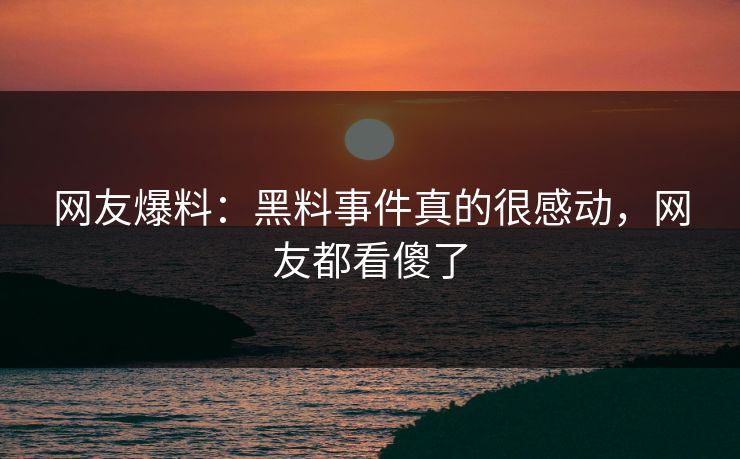 网友爆料：黑料事件真的很感动，网友都看傻了  第1张