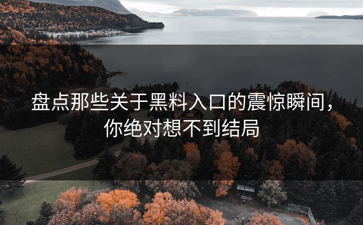 盘点那些关于黑料入口的震惊瞬间，你绝对想不到结局  第1张