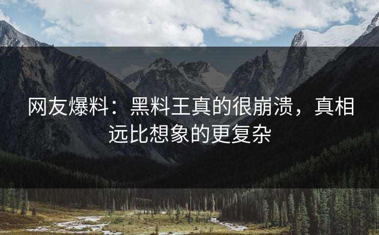 网友爆料：黑料王真的很崩溃，真相远比想象的更复杂  第1张