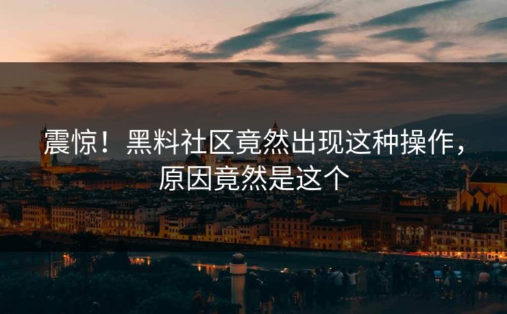 震惊！黑料社区竟然出现这种操作，原因竟然是这个  第1张