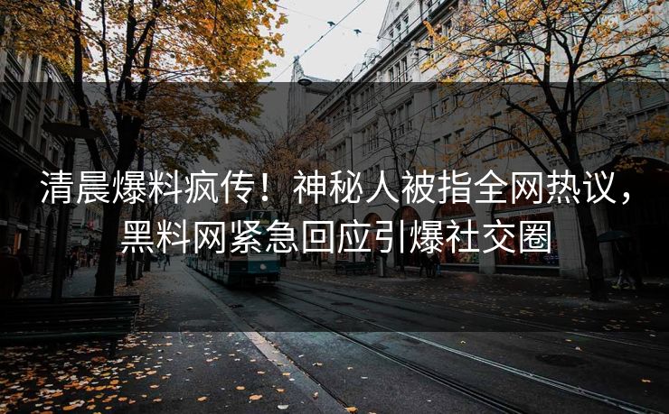 清晨爆料疯传！神秘人被指全网热议，黑料网紧急回应引爆社交圈