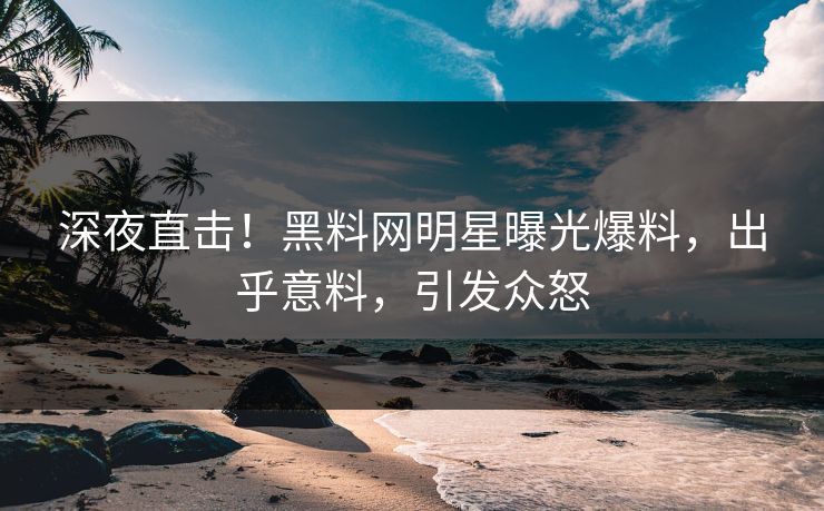 深夜直击！黑料网明星曝光爆料，出乎意料，引发众怒