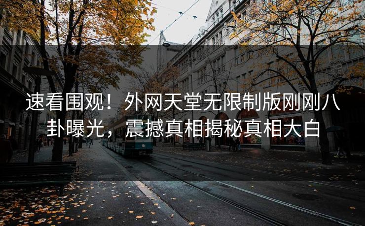 速看围观！外网天堂无限制版刚刚八卦曝光，震撼真相揭秘真相大白