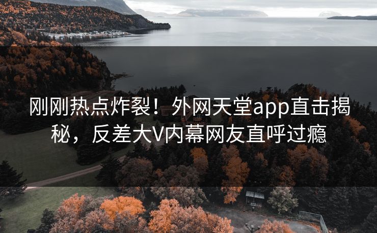 刚刚热点炸裂！外网天堂app直击揭秘，反差大V内幕网友直呼过瘾