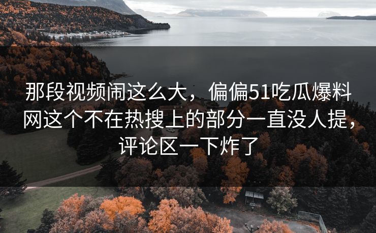 那段视频闹这么大，偏偏51吃瓜爆料网这个不在热搜上的部分一直没人提，评论区一下炸了